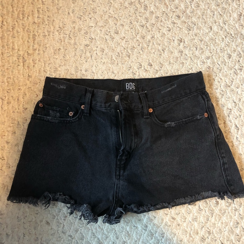 Black Distressed Denim Shorts